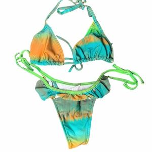 Brazilian Thong Bikini - Tie Dye Print